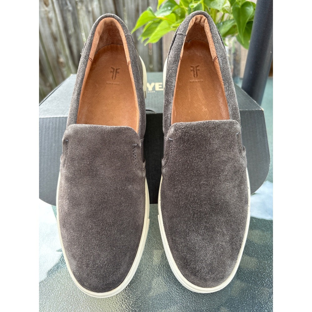 Frye Ivy Slip On Suede Sneakers Grigio Grey Leather Lined Shoes 71171 Womens 8 M